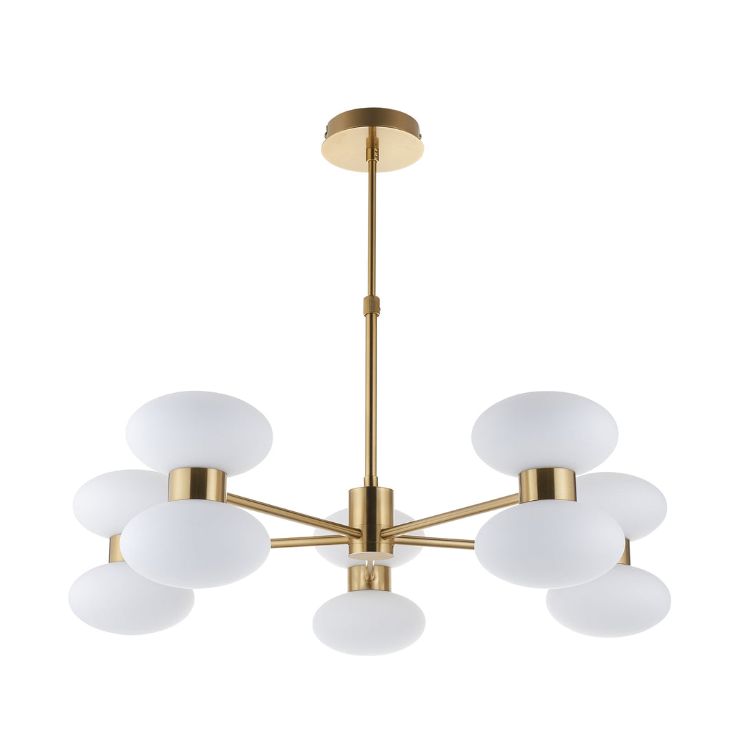 124814 Rossano 10 Light Pendant Brass White