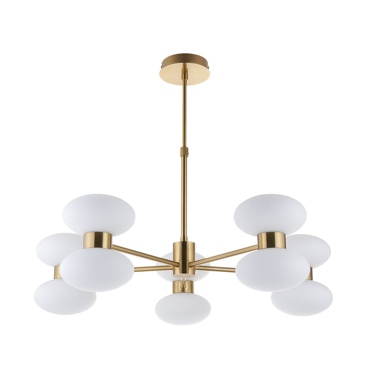 124814 Rossano 10 Light Pendant Brass White
