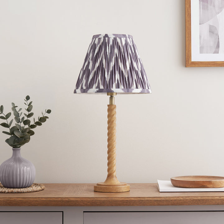 125408 Twist &amp; Zigzag 25cm Table Lamp Wood Grey