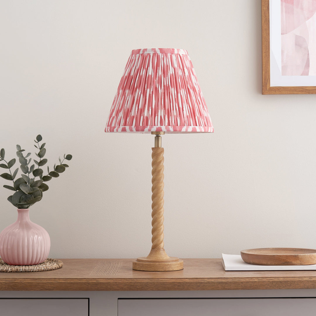 125409 Twist &amp; Ikat 25cm Table Lamp Wood Pink