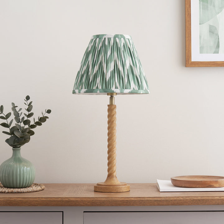 125410 Twist &amp; Zigzag25cm Table Lamp Wood Green