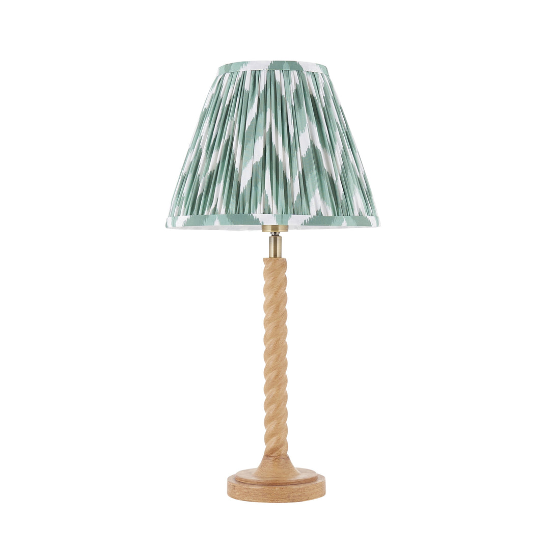 125410 Twist &amp; Zigzag25cm Table Lamp Wood Green