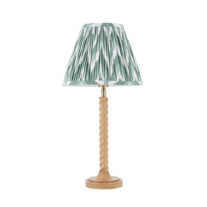 125410 Twist &amp; Zigzag25cm Table Lamp Wood Green