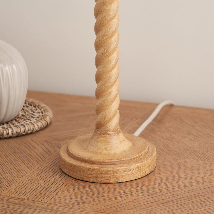 125411 Twist &amp; Leaf 25cm Table Lamp Wood Green