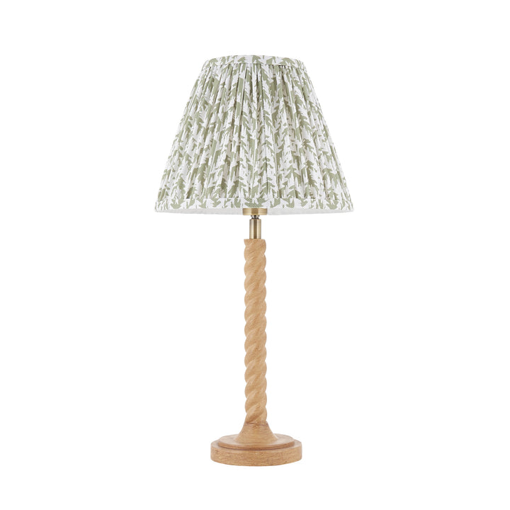 125411 Twist &amp; Leaf 25cm Table Lamp Wood Green