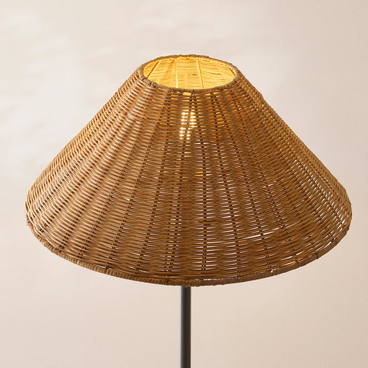 125417 Arlo &amp; Rattan 52cm Floor Lamp Black