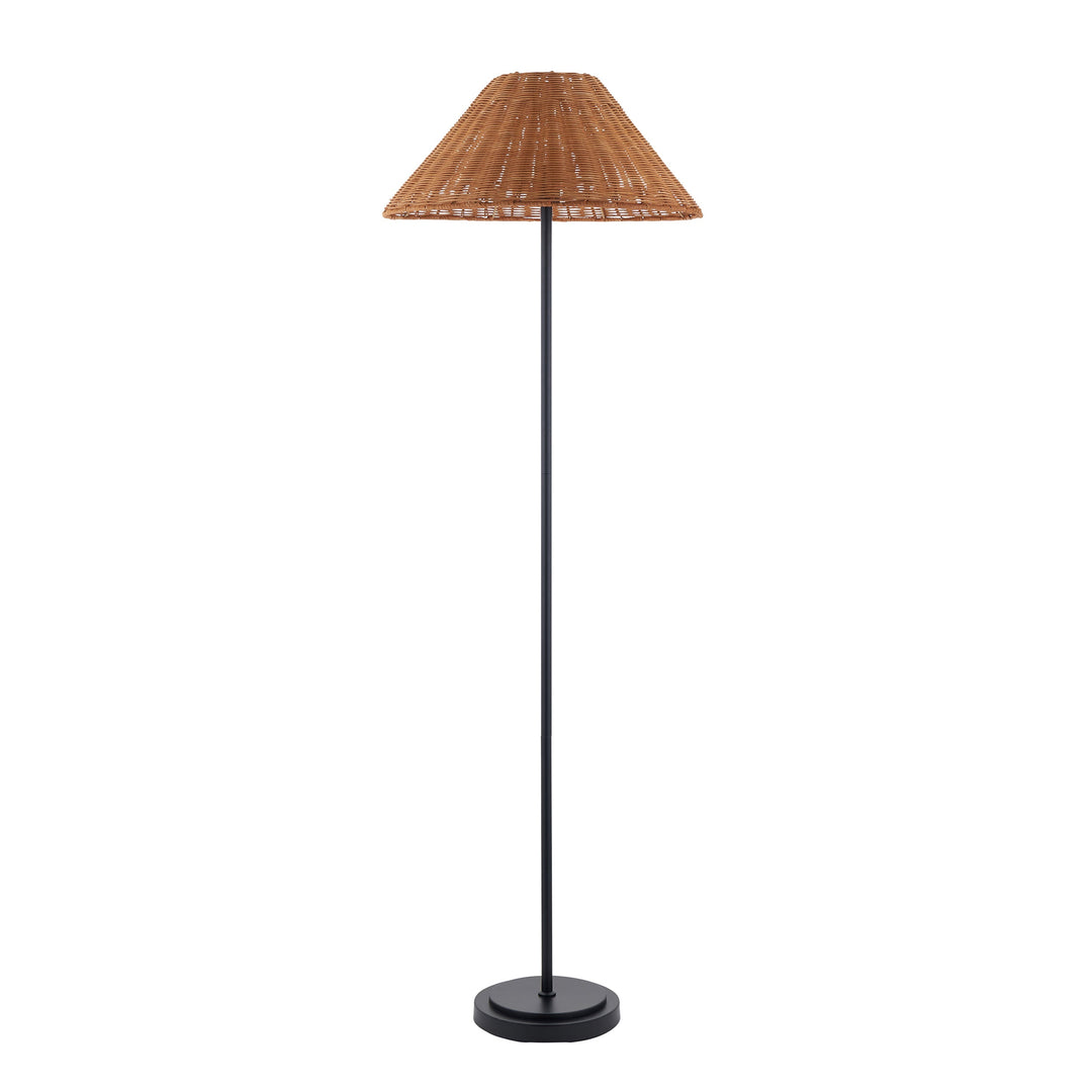 125417 Arlo &amp; Rattan 52cm Floor Lamp Black