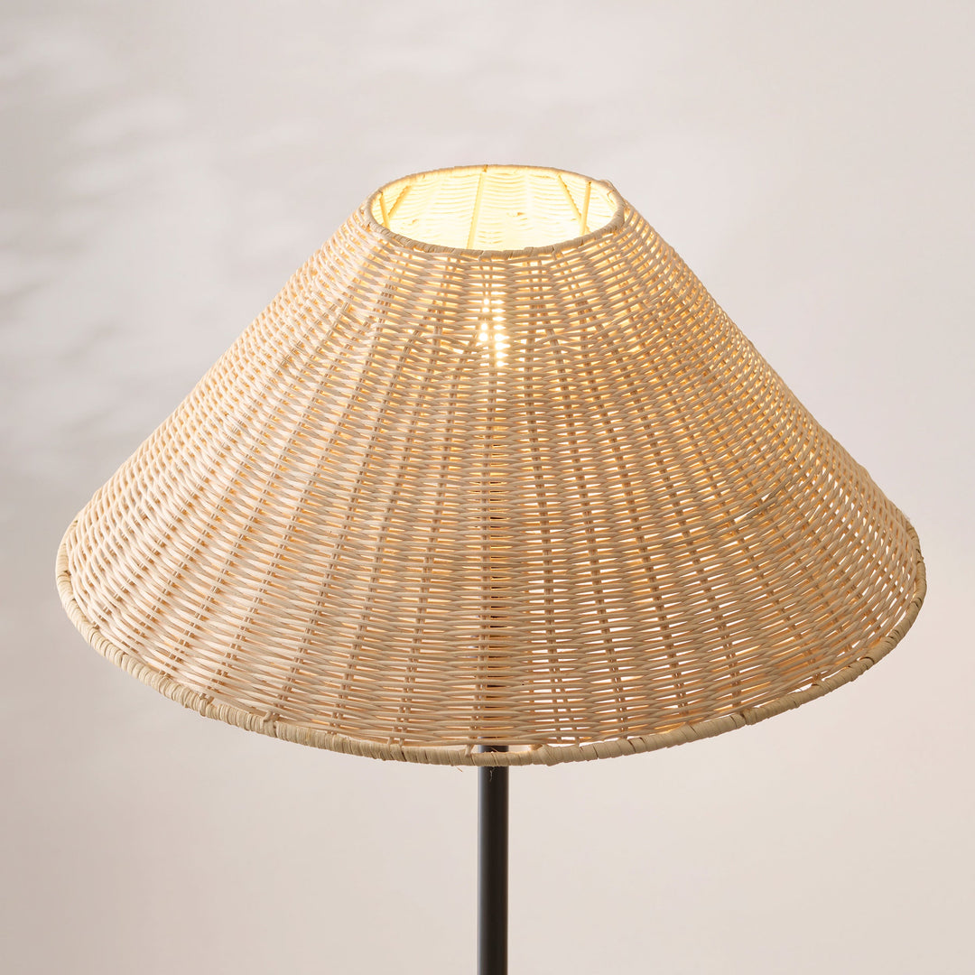 125418 Arlo &amp; Rattan 52cm Floor Lamp Black