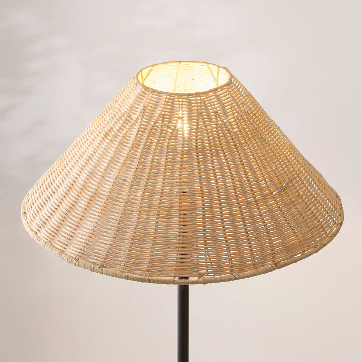 125418 Arlo &amp; Rattan 52cm Floor Lamp Black