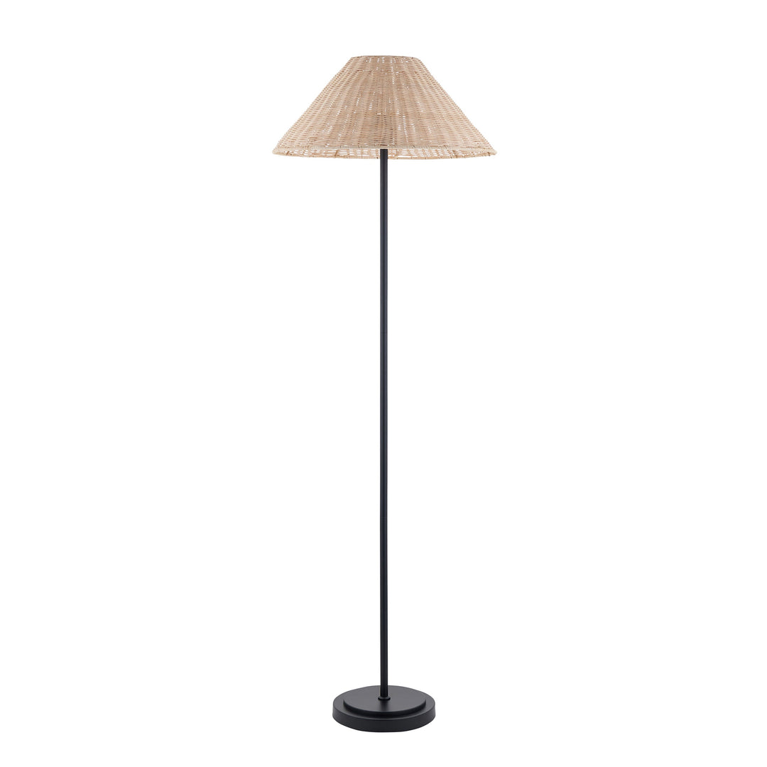 125418 Arlo &amp; Rattan 52cm Floor Lamp Black