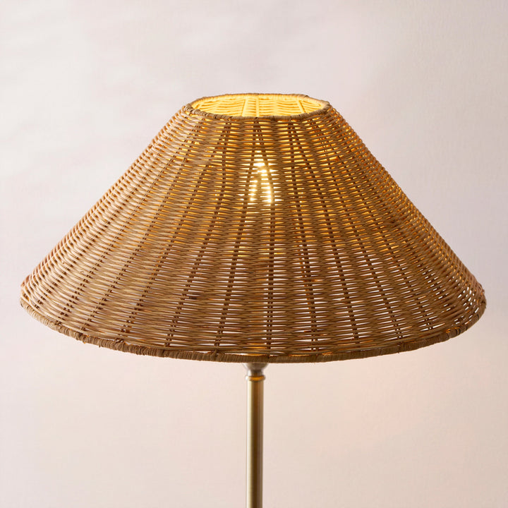 125421 Arlo &amp; Rattan 52cm Floor Lamp Brass