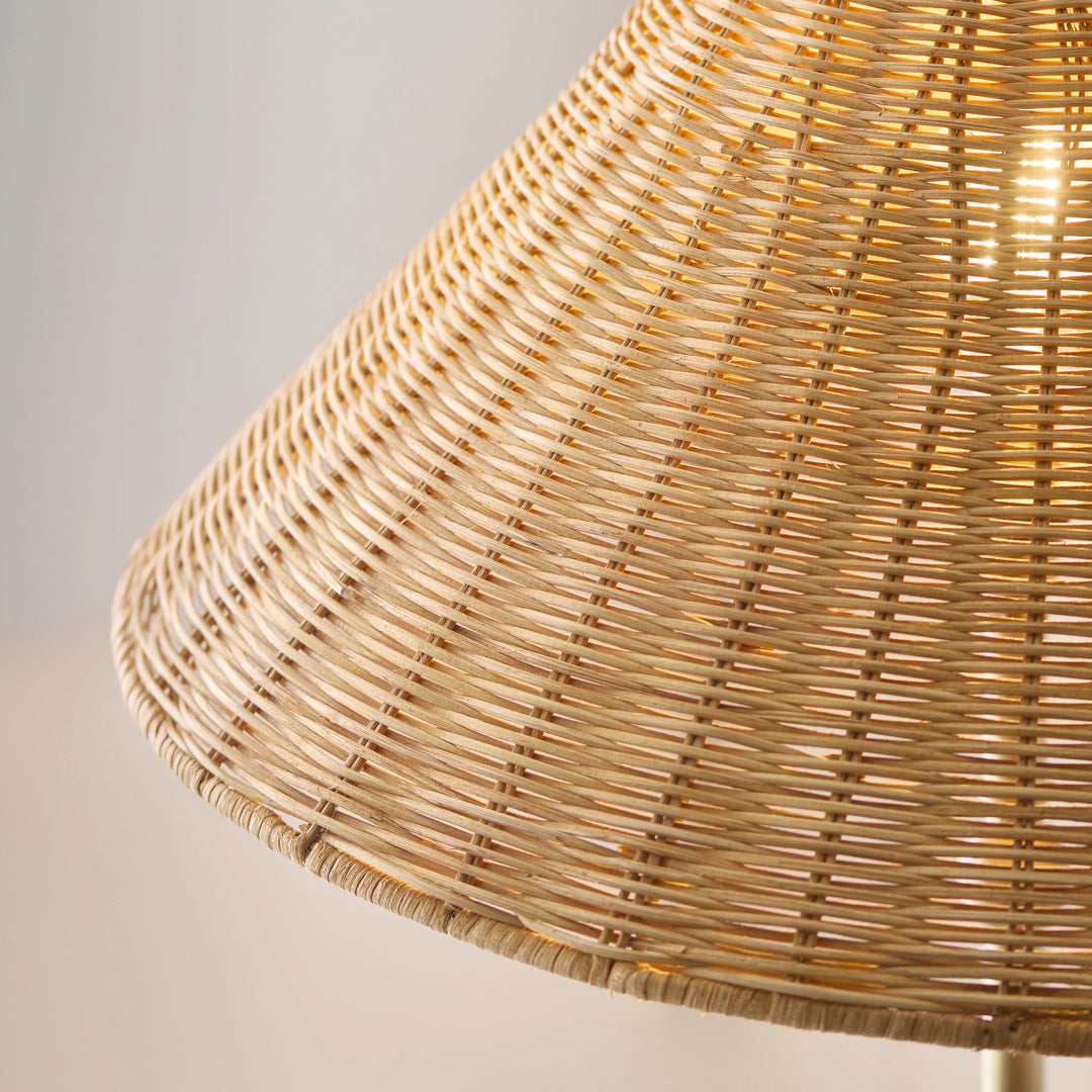 125421 Arlo &amp; Rattan 52cm Floor Lamp Brass