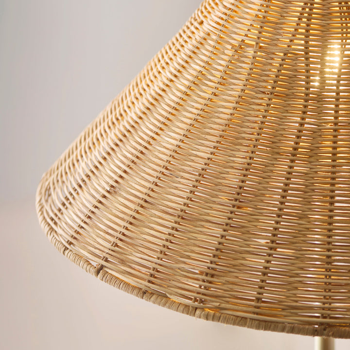 125421 Arlo &amp; Rattan 52cm Floor Lamp Brass