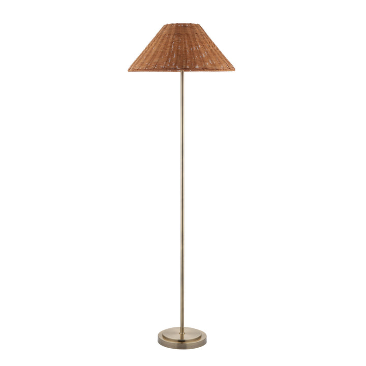 125421 Arlo &amp; Rattan 52cm Floor Lamp Brass