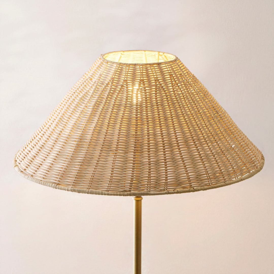 125422 Arlo &amp; Rattan 52cm Floor Lamp Brass