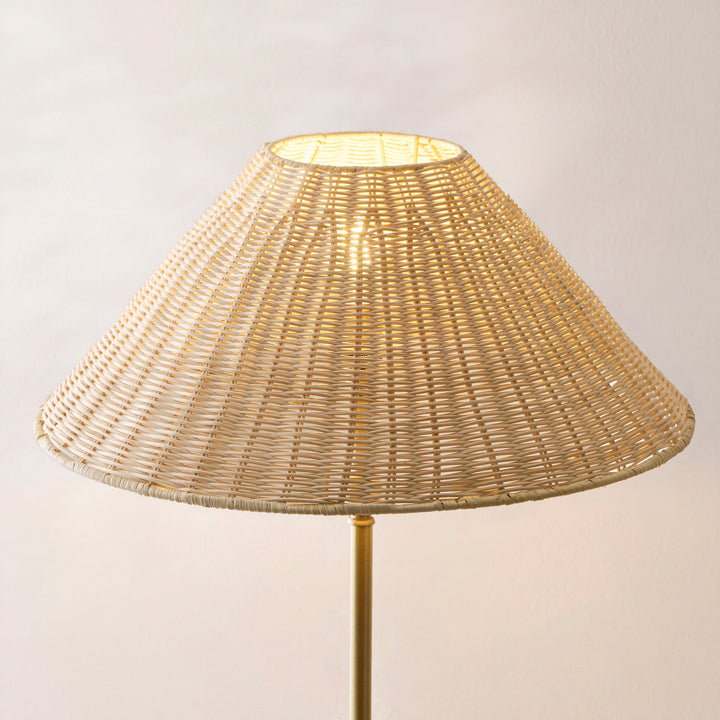 125422 Arlo &amp; Rattan 52cm Floor Lamp Brass