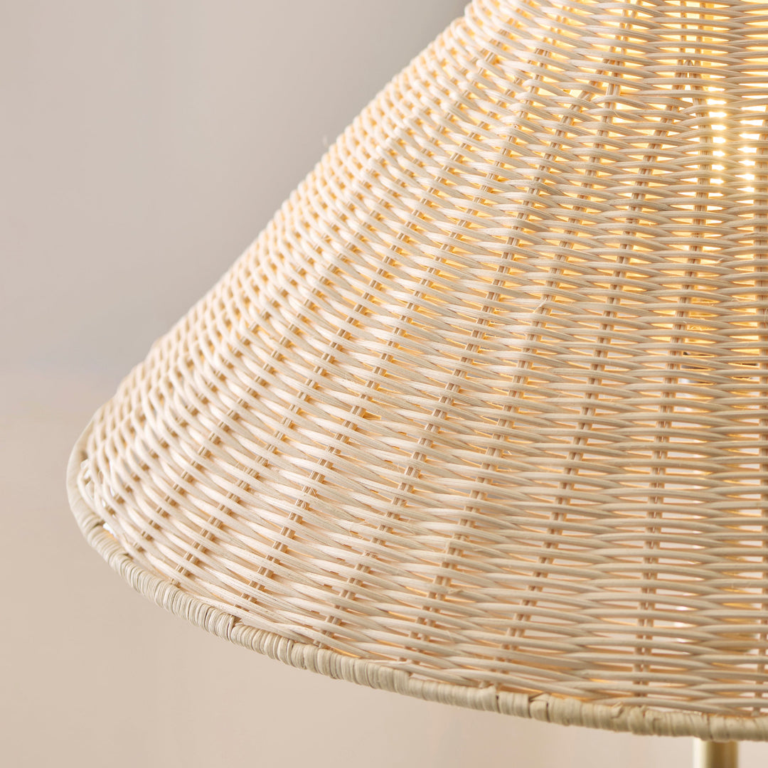 125422 Arlo &amp; Rattan 52cm Floor Lamp Brass