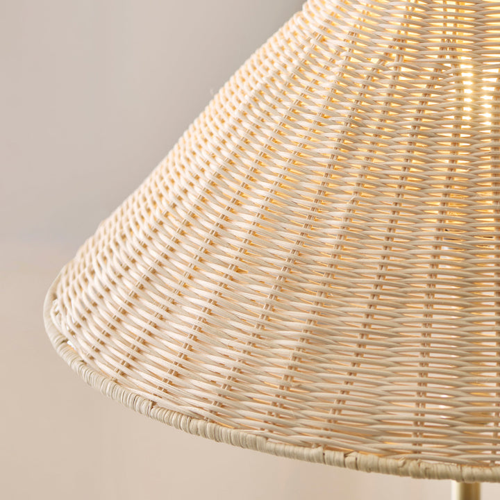 125422 Arlo &amp; Rattan 52cm Floor Lamp Brass