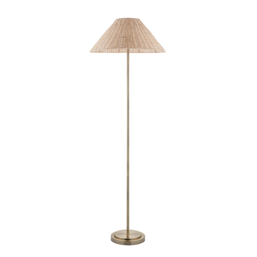 125422 Arlo &amp; Rattan 52cm Floor Lamp Brass