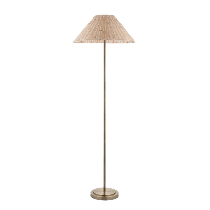 125422 Arlo &amp; Rattan 52cm Floor Lamp Brass