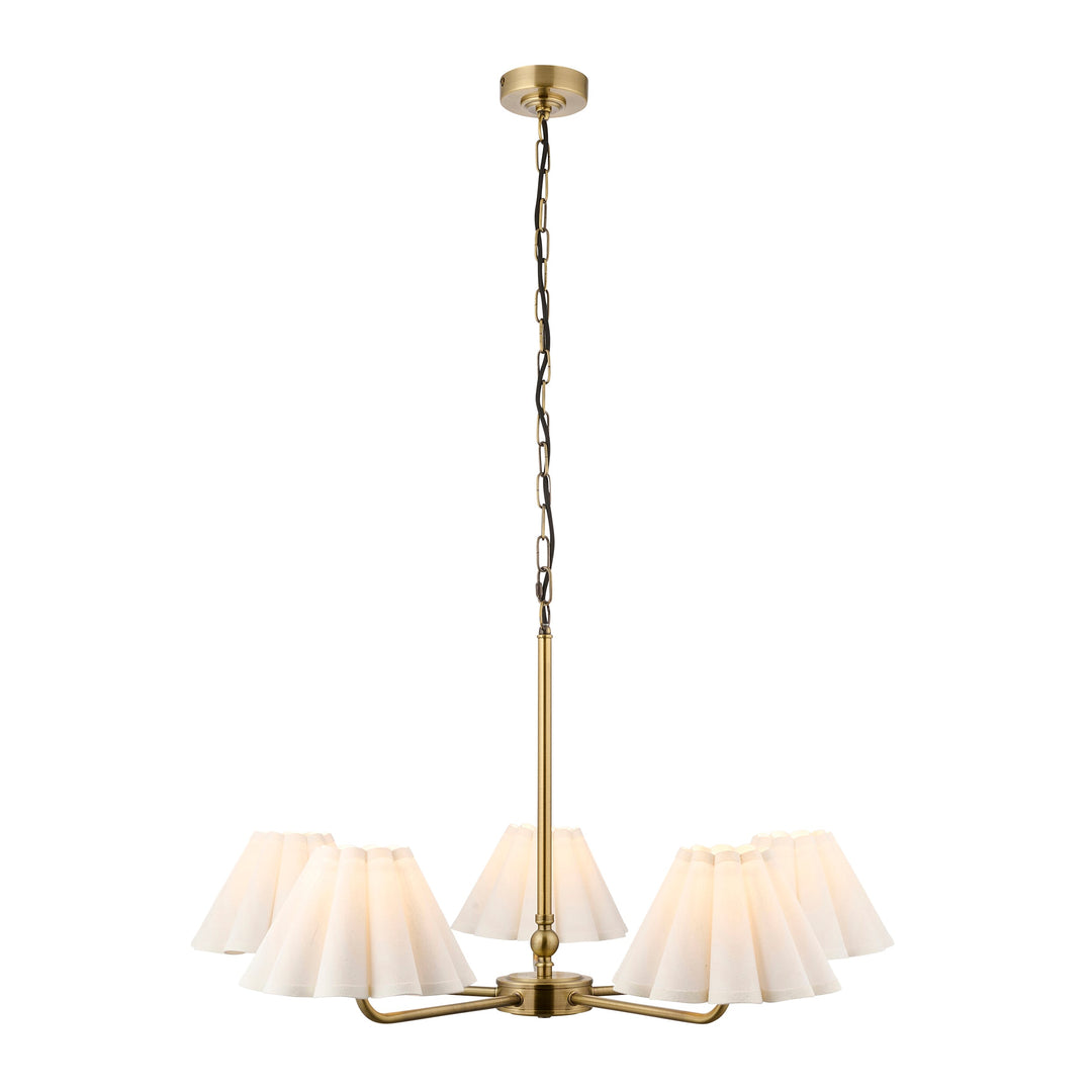 125431 Sylvie 5 Light Pendant Brass White