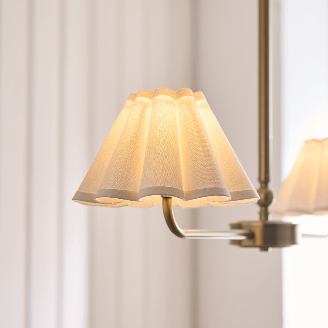 125433 Sylvie 2 Light Pendant Brass White