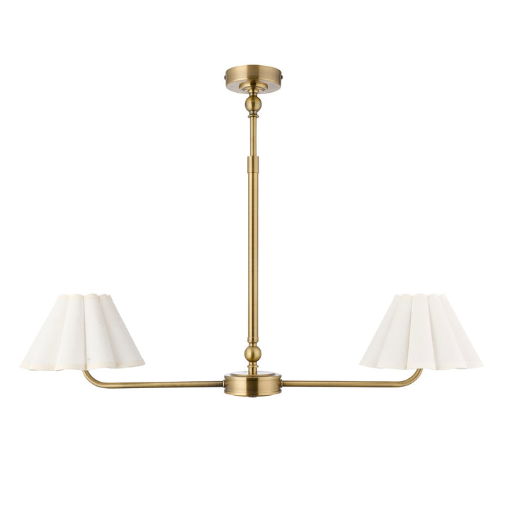 125433 Sylvie 2 Light Pendant Brass White