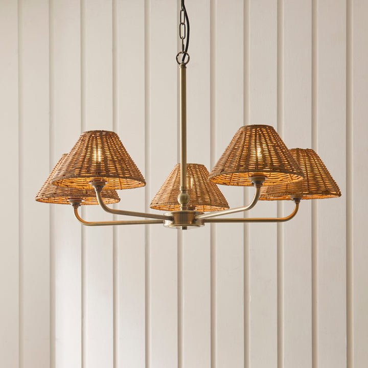 125446 Jericho 5 Light Pendant Brass