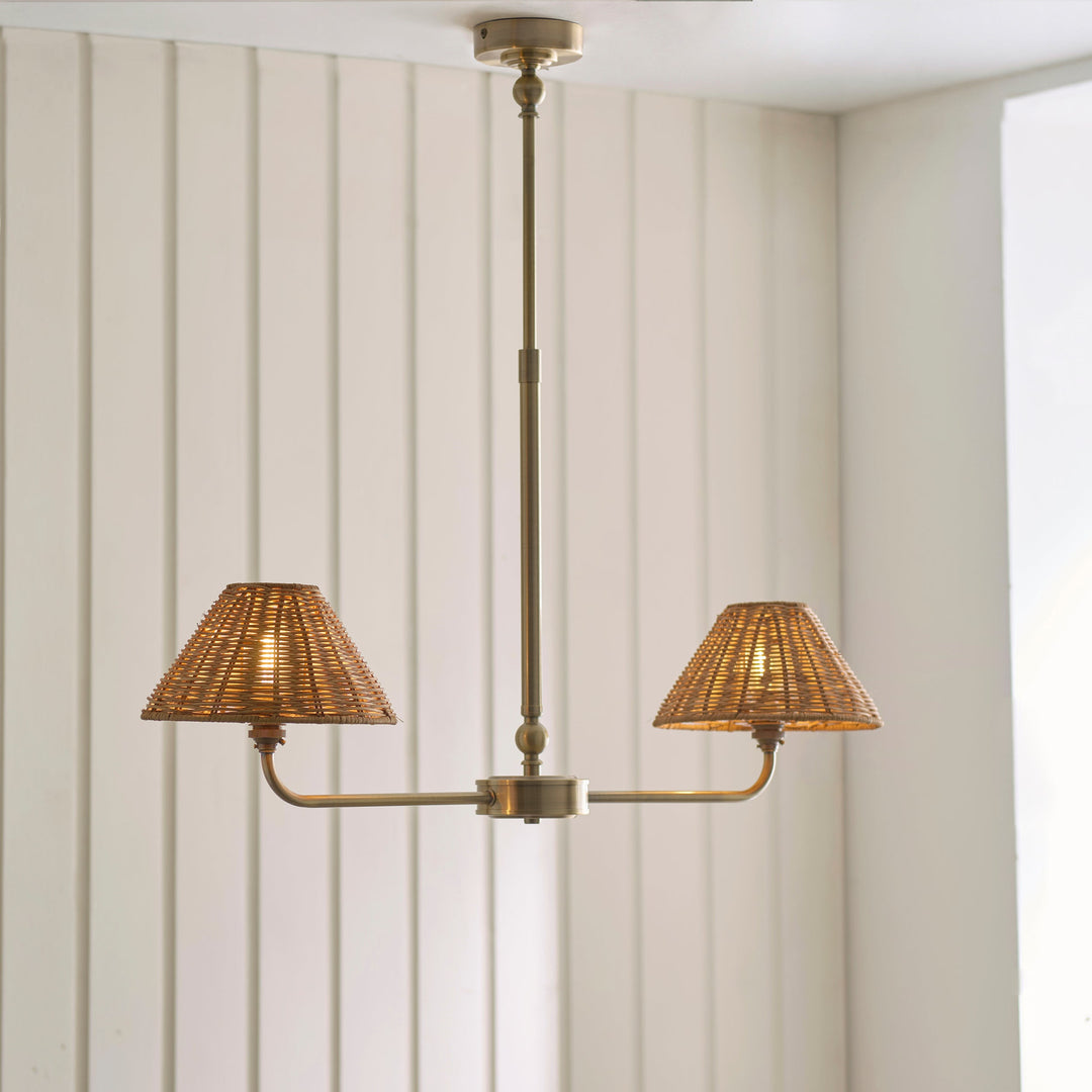 125448 Jericho 2 Light Pendant Brass