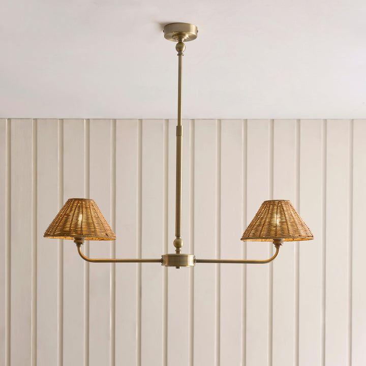 125448 Jericho 2 Light Pendant Brass