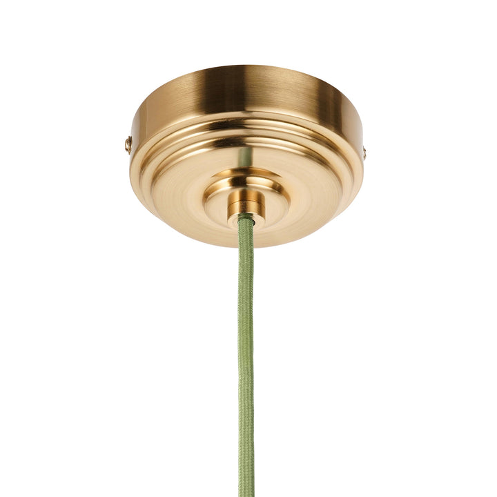 125460 Eltham &amp; Leaf 40cm Pendant Brass Green