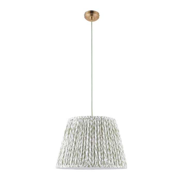 125460 Eltham &amp; Leaf 40cm Pendant Brass Green