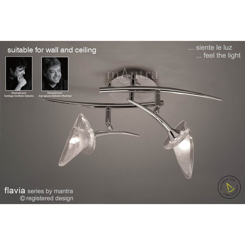 Mantra M0316 Flavia Linear Spot Light 2 Light G9 Adjustable Heads Polished Chrome (S)