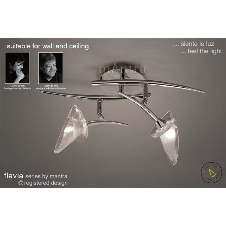 Mantra M0316 Flavia Linear Spot Light 2 Light G9 Adjustable Heads Polished Chrome (S)