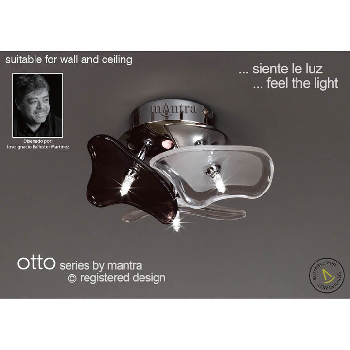 Mantra M0704 Otto Ceiling/Wall 3 Light G4 Round Polished Chrome/Frosted Glass/Black Glass (S)