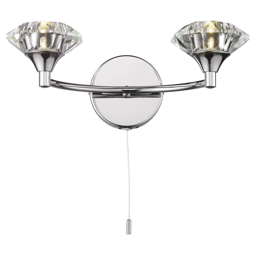 Dar LUT0950 Luther Double Wall Light Chrome (S)