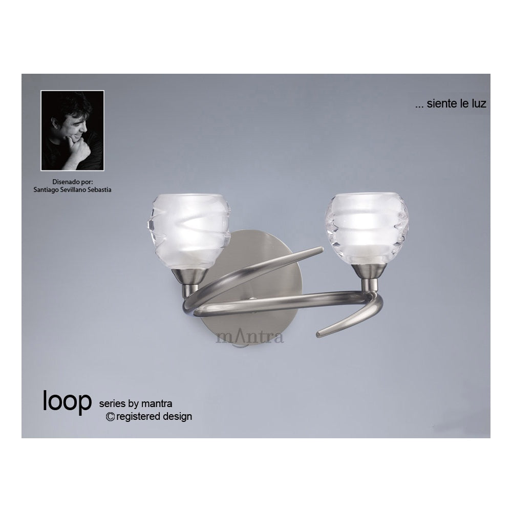 Mantra M1815 Loop Wall Lamp 2 Light G9 ECO Satin Nickel (S)