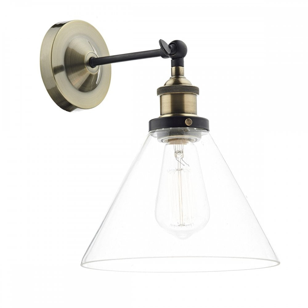 Dar RAY0775 Ray Wall Bracket Antique Brass Clear (S)