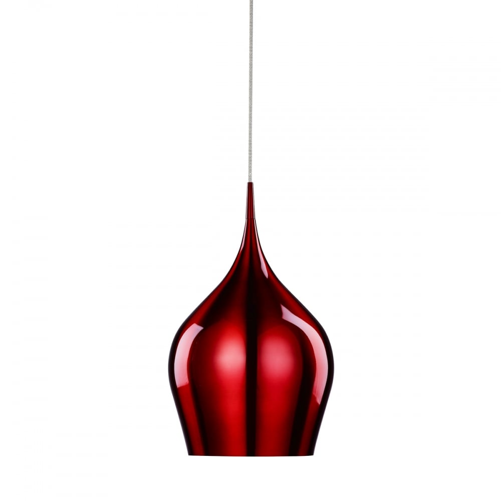 Searchlight 6461-26RE Vibrant 1 Light Red Pendant - Dia 26cm (S)
