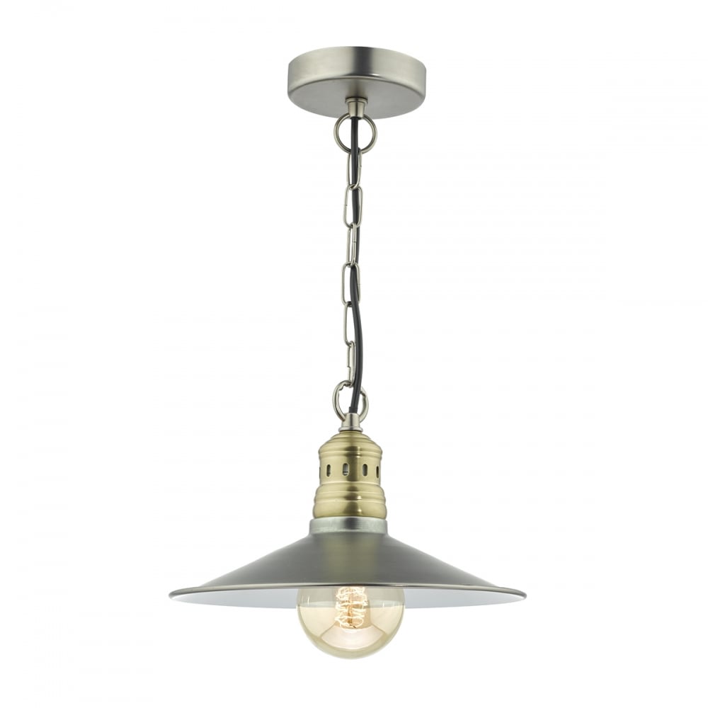Dar ESR0161 Esra 1 Light Pendant Antique Chrome Antique Brass (SD)