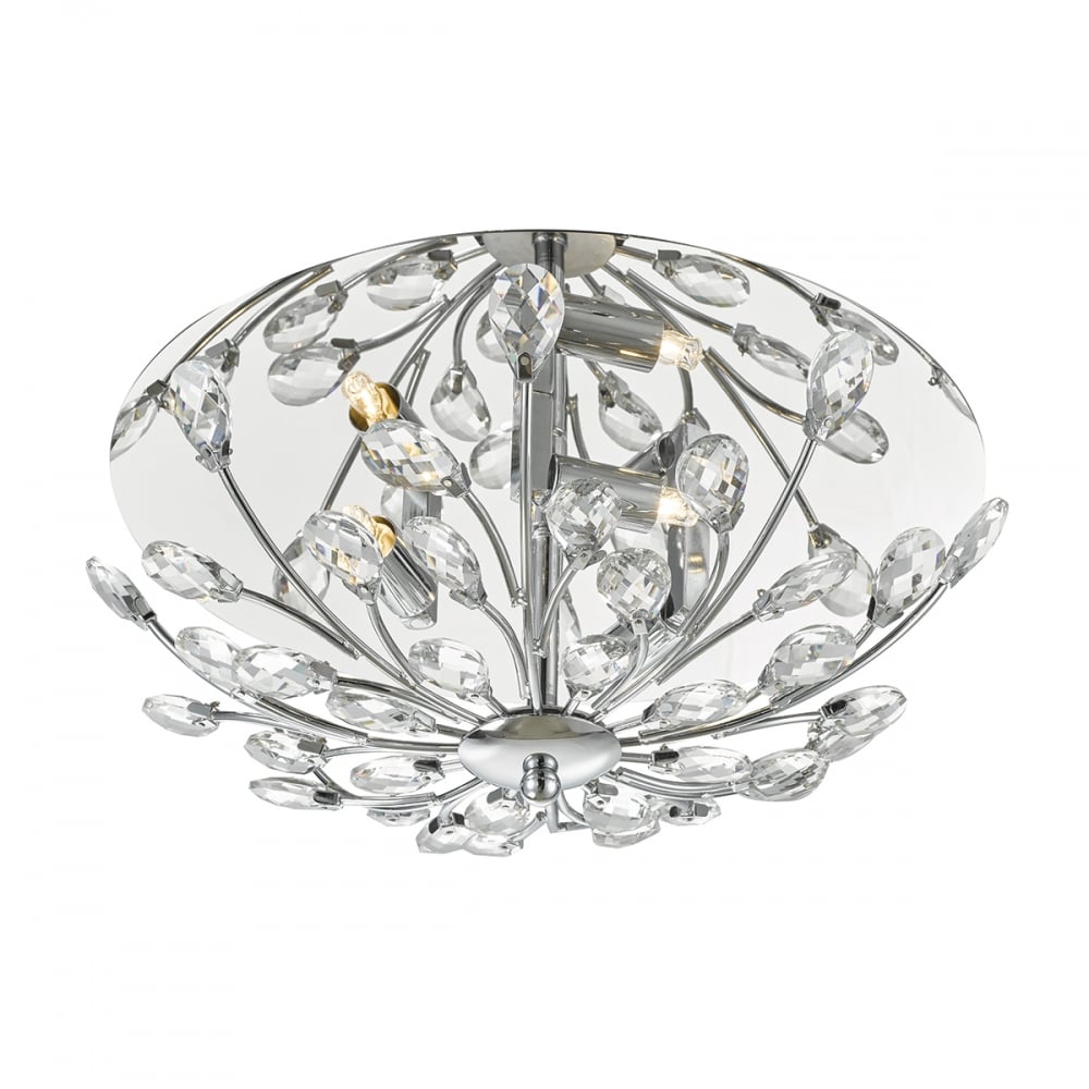 Dar ZAF5350 Zafir 3 Light Flush Polished Chrome Crystal (S)