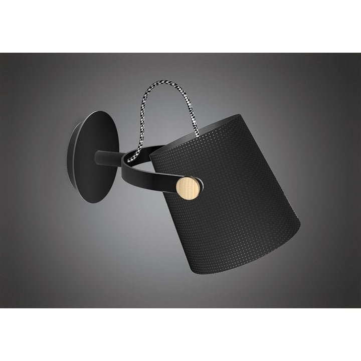 Mantra M4925 Nordica Wall Lamp Black Shade 1 Light E27 Matt Black/Beech Black Shade (S)