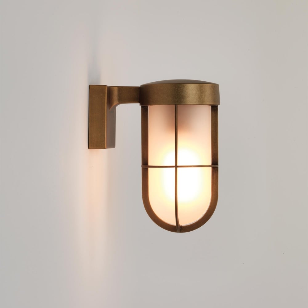 Astro 1368008 Cabin Wall Frosted Outdoor Wall Light Antique Brass (S)