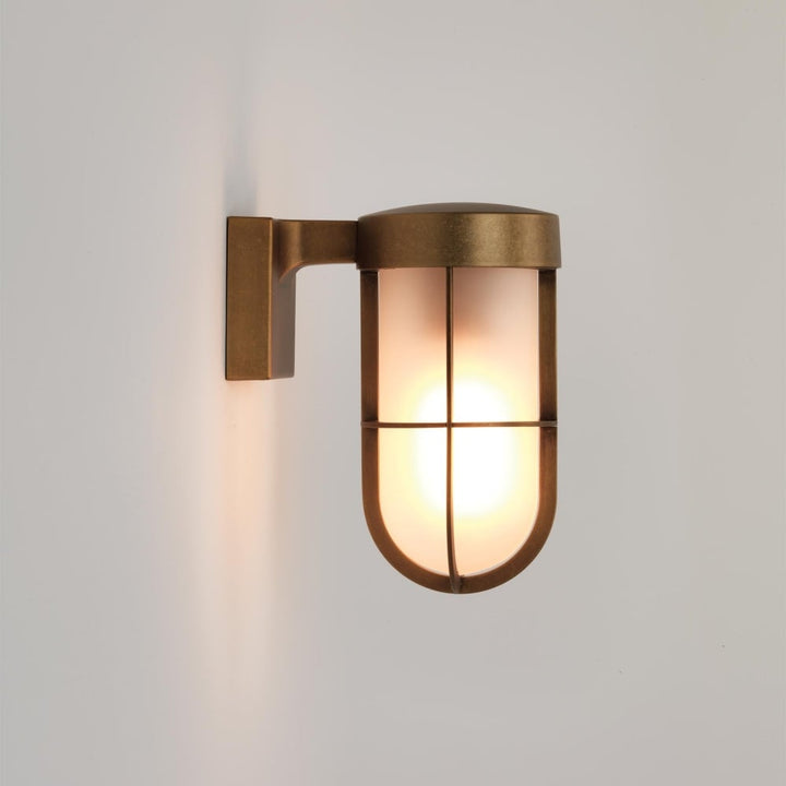 Astro 1368008 Cabin Wall Frosted Outdoor Wall Light Antique Brass (S)