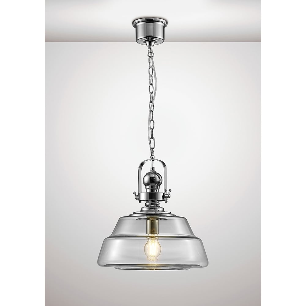 Diyas Diyas IL31592 Reyna Single Large Pendant Polished Chrome/Clear Glass (S)