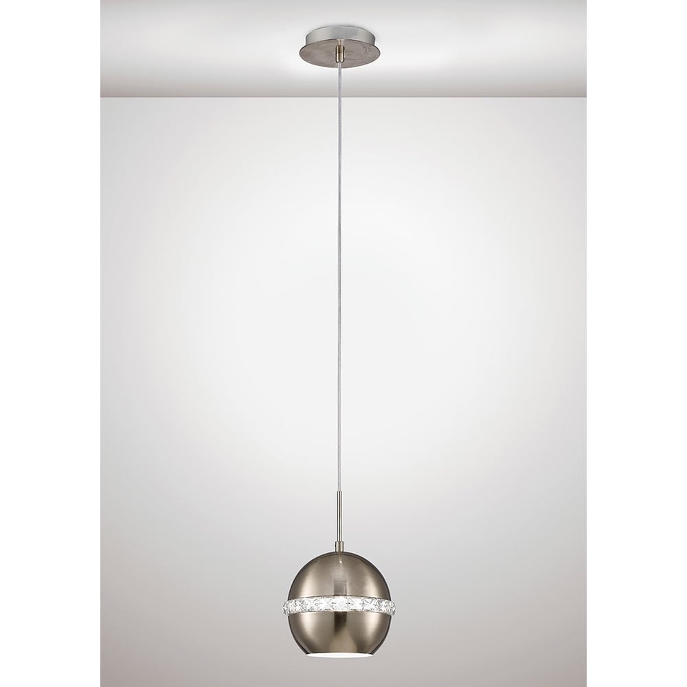 Diyas Diyas IL31612 Andrea Single Pendant Satin Nickel/Crystal (S)