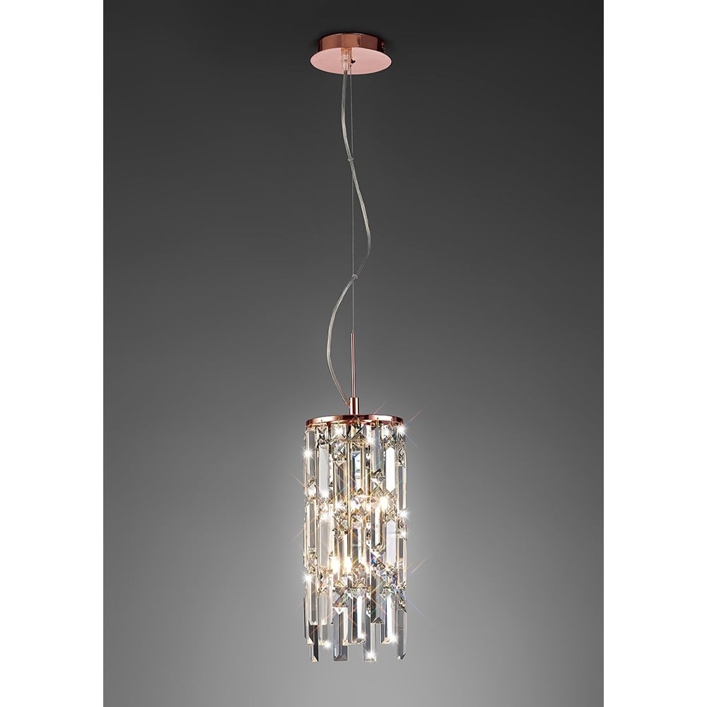 Diyas Diyas IL31713 Maddison Pendant Cylinder 2 Light Rose Gold/Crystal (S)