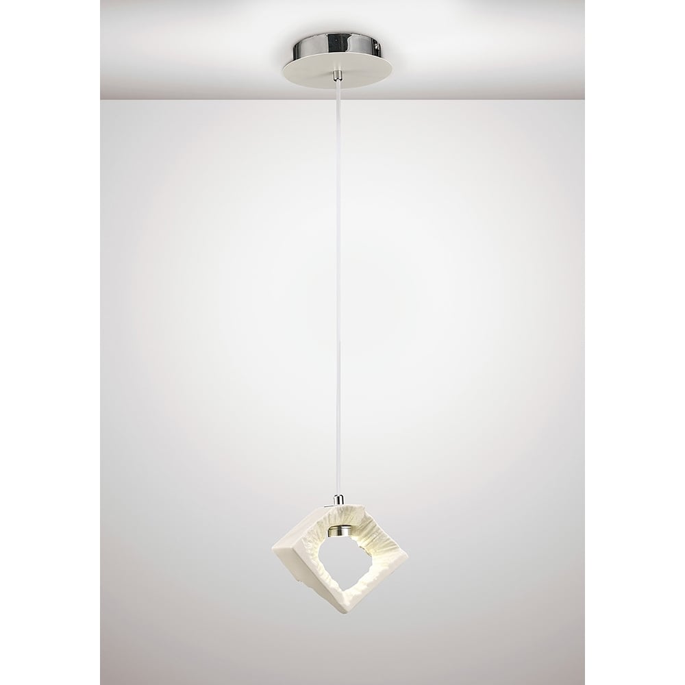 Diyas Diyas IL80067 Salvio Square Sculpture Pendant LED Chrome/White (S)