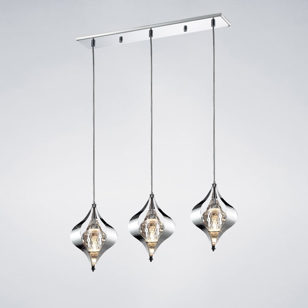 Diyas IL30583 Amano Pendant 3 Light Polished Chrome/crystal (S)