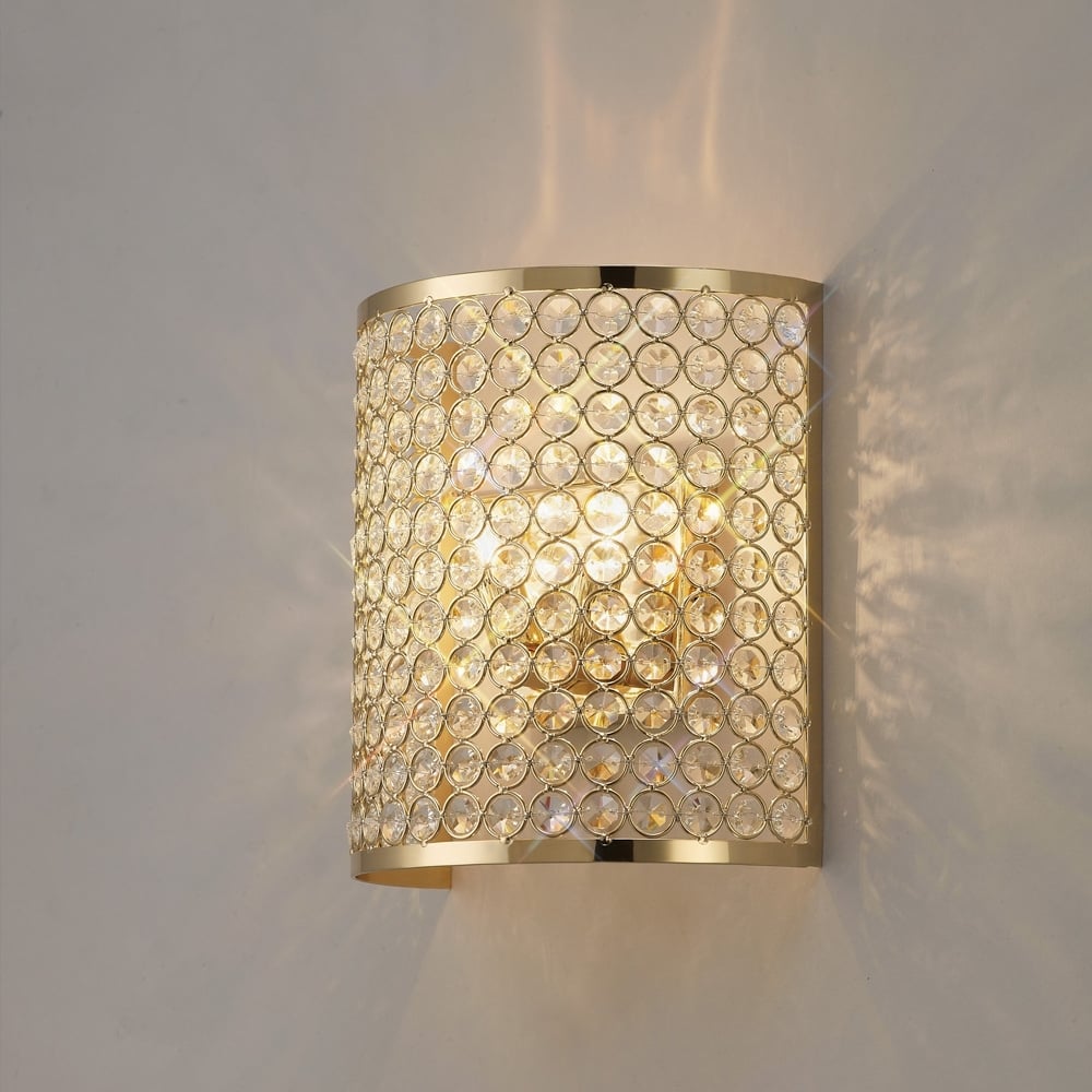 Diyas IL30759 Ava Rectangle Wall Lamp 2 Light French Gold/crystal (S)